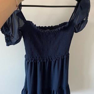 Aritzia Dark Blue Ruffle Trim Mini Dress Size S